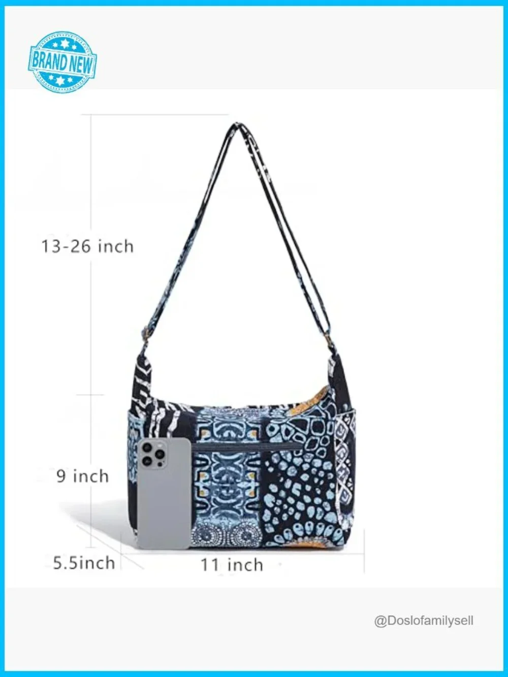 Retro Canvas Hobo Shoulder Bag Bohemian Hippie Crossbody Multiple Pockets